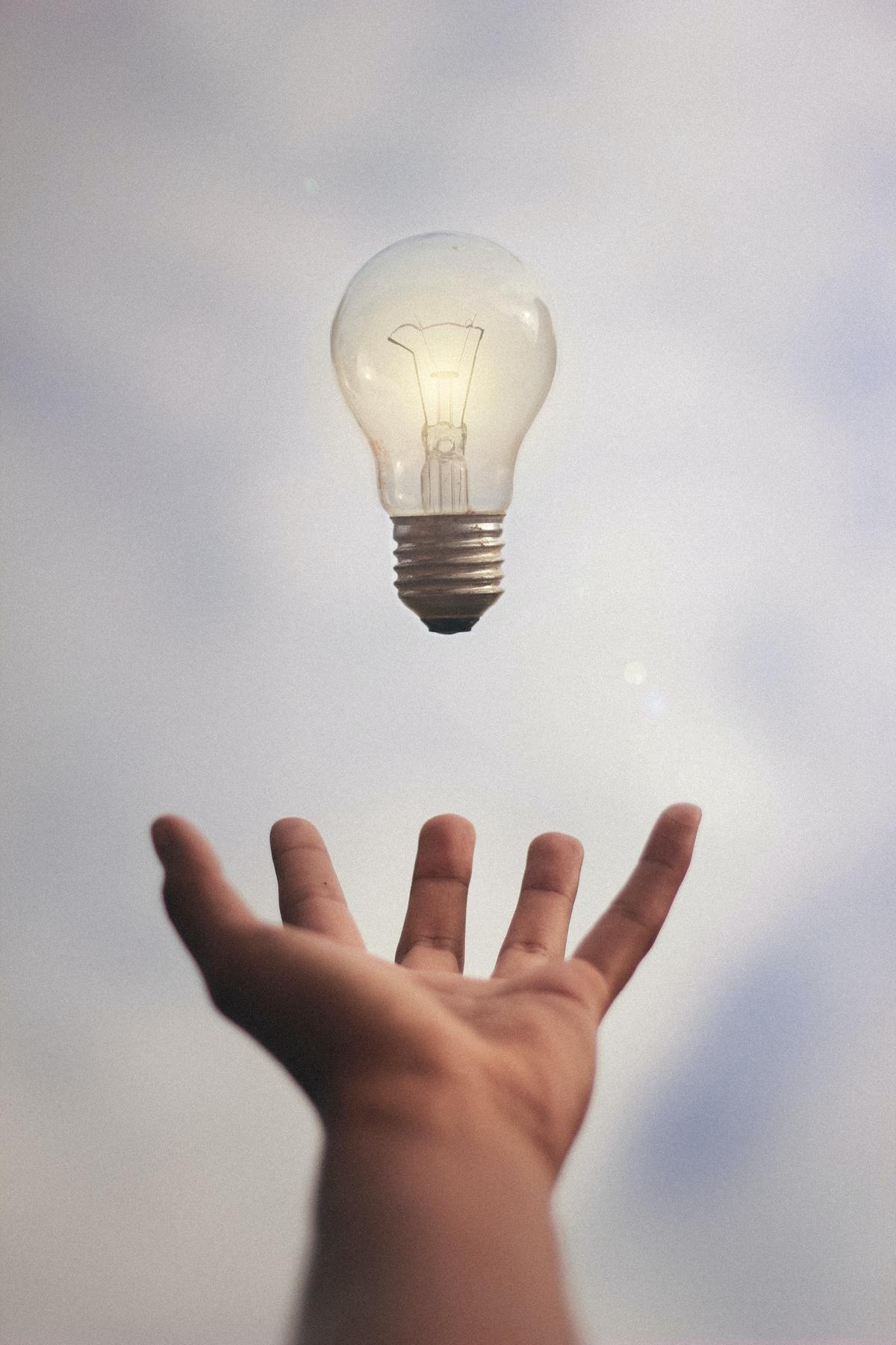 An image showing a person holding a light bulb, representing innovation in business